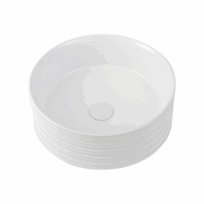 Cuba Cilíndrica Mármore Branco 40cm Villas